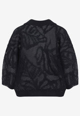 Dazzling Water Lilies Open Knit Polo T-shirt