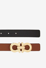 Salvatore Ferragamo Gancini Reversible Grained Leather Belt Cognac 230329 DONNA H 25 775597 NEW COGNAC