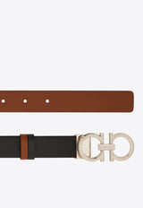 Ferragamo Hammered Gancini Reversible Leather Belt Black 230419 DONNA H25 786302 NERO