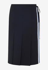 Pleated Virgin Wool Midi Skirt