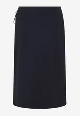 Pleated Virgin Wool Midi Skirt