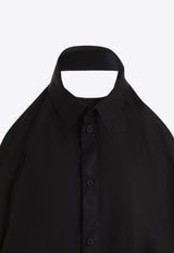 فستان قصير بقَصة قميص بحمالات