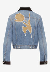 Velvet-Detail Denim Jacket