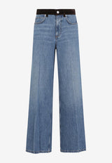 Straight-Leg Jeans with Velvet Waistband