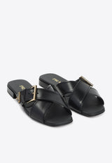 Logo Plaque Leather Sandals