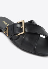 Logo Plaque Leather Sandals