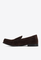 Suede Loafers with Logo-Lettering