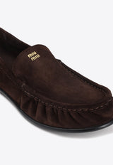 Suede Loafers with Logo-Lettering