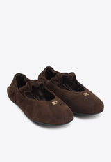 Logo Suede Ballet Flats