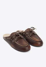 Burned Leather Flat Mules