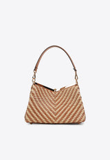 Medium Vela Raffia Shoulder Bag