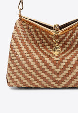 Medium Vela Raffia Shoulder Bag