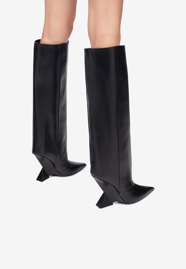The Attico Cheope 105 Knee-High Boots in Calf Leather Black 231WS626- QUIET LUXURYBLACK