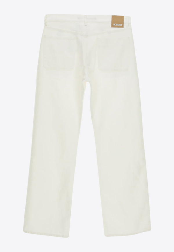 Jacquemus Logo Patch Straight-Leg Jeans White 235DE008_1016_100