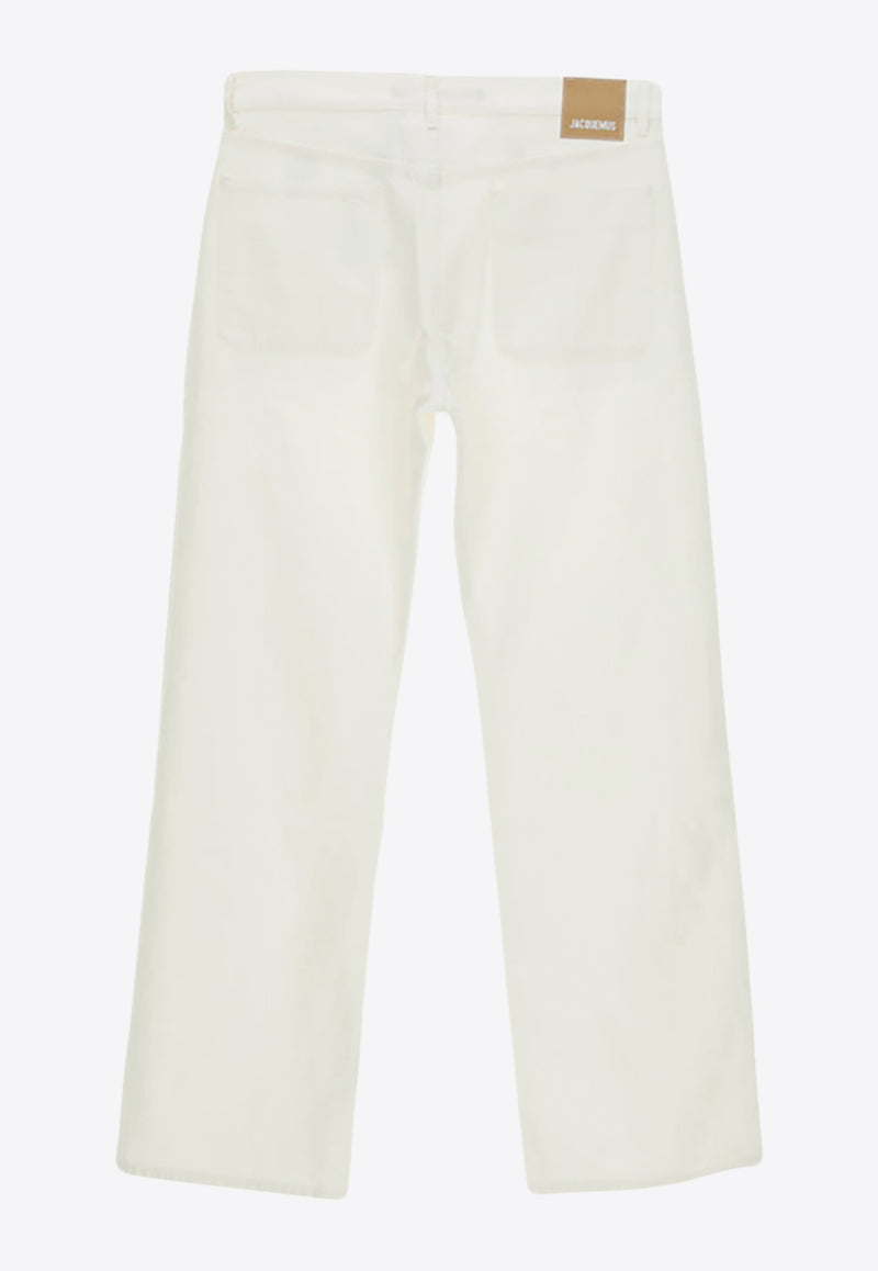 Jacquemus Logo Patch Straight-Leg Jeans White 235DE008_1016_100