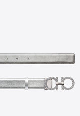 Ferragamo Embellished Gancini Laminated Leather Belt Silver 23B727 DONNA H 25 746845 ARGENTO