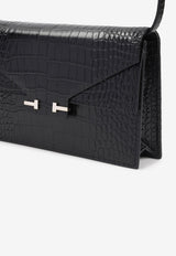 Mini Aube Croc-Embossed Leather Shoulder Bag