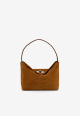 Christopher Esber Mini Turnlock Suede Shoulder Bag Brown 24048352_BROWN