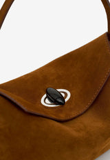 Christopher Esber Mini Turnlock Suede Shoulder Bag Brown 24048352_BROWN