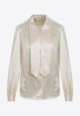 قميص من الحرير بياقة وشاح