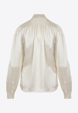 قميص من الحرير بياقة وشاح