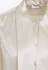 قميص من الحرير بياقة وشاح