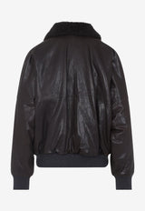 Shearling-Collar Leather Jacket