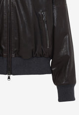 Shearling-Collar Leather Jacket