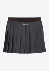 Pleated Pinstriped Mini Skirt