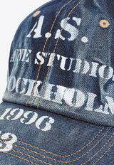 Logo-Printed Washed-Out Denim Cap