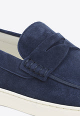 Suede Leather Stitched Loafers