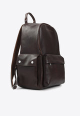 Stamped Logo Leather Backpack