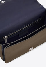 Ferragamo Double Gancini Leather Messenger Bag Brown 241762 LEATHER LOCK 786446 CONCRETE