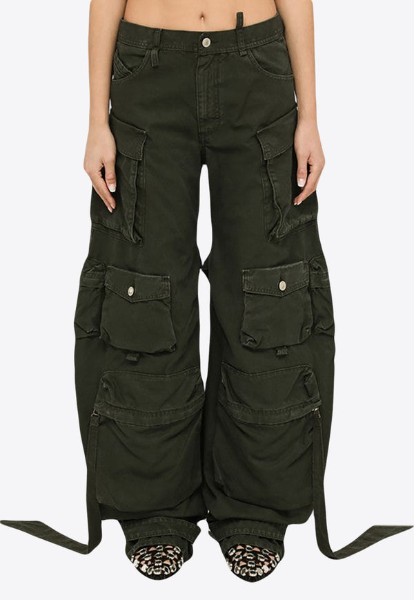 The Attico Long Utility Pants with Cut-Outs Dark Green 246WCP180C093/O_ATTIC-152