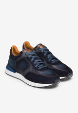 MAGNANNI Leather and Suede Sneakers Blue 24747_BLUE