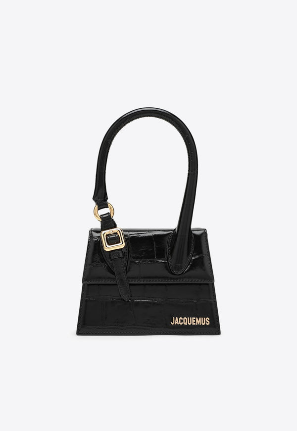 Jacquemus Le Chiquito Moyen Top Handle Bag in Croc-Embossed Leather 24E233BA3273164/O_JACQM-990 Black