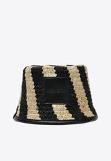 Jacquemus Le Bob Soli Striped Raffia Bucket Hat Black 24E245AC6423060_JACQM-1FY