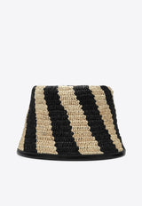 Jacquemus Le Bob Soli Striped Raffia Bucket Hat Black 24E245AC6423060_JACQM-1FY