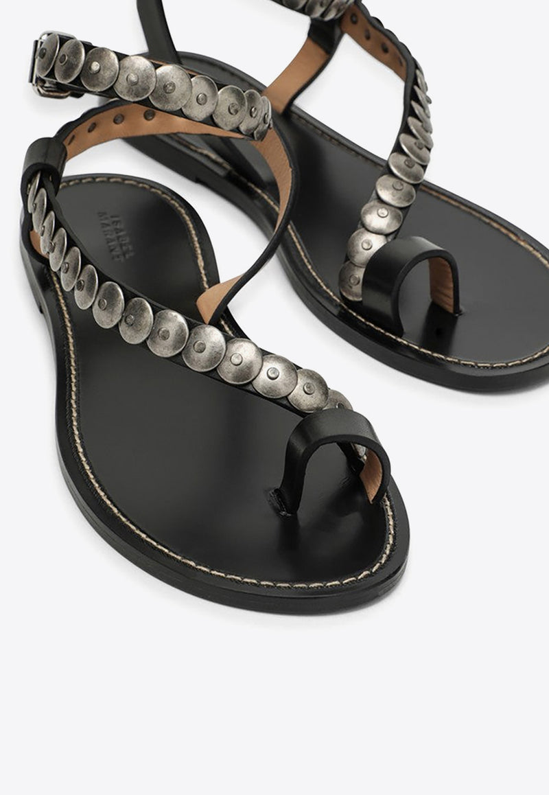 Isabel Marant Melte Studded Flat Sandals 24PSD0122FAB1B05S/O_ISAMA-01BK