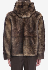 Yves Salomon Zip-Up Lamb Fur Coat Brown 24WUV60368-TOFU-B3232