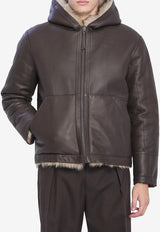 Yves Salomon Zip-Up Lamb Fur Coat Brown 24WUV60368-TOFU-B3232