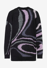 Marmo Print Intarsia Wool Cardigan
