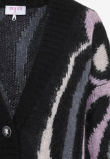 Marmo Print Intarsia Wool Cardigan