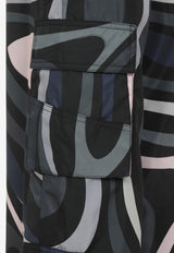 Marmo Print Cargo Flared Pants