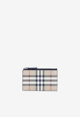 Alwyn Checked Leather Zipped Cardholder