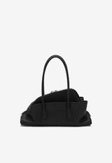 The Attico Small La Passeggiata Leather Shoulder Bag Black 250WAH00058LBT019A/S_ATTIC-100