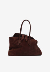 The Attico Medium La Passeggiata Suede Shoulder Bag Chocolate 250WAH0005LBT007AA/S_ATTIC-850