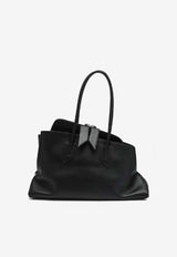 The Attico Medium La Passeggiata Leather Shoulder Bag Black 250WAH0005LBT019AA/S_ATTIC-100