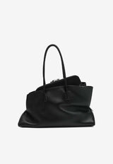 The Attico Medium La Passeggiata Leather Shoulder Bag Black 250WAH0005LBT019AA/S_ATTIC-100