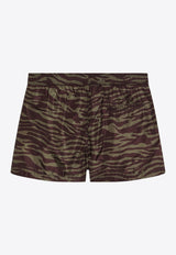 The Attico Zebra Print Mini Shorts Khaki 250WCQ00008PLL004P/Q_ATTIC-997
